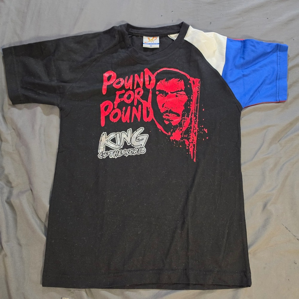 Manny Pacquiao MP Pound For Pound King of the World Graphic Tee Black Blue Red M